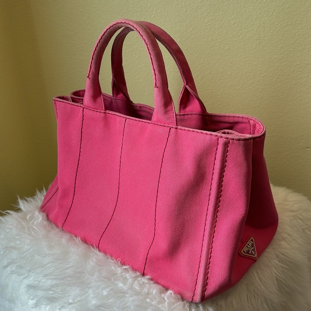 💯Authentic Prada Canapa Tote Pink  Bag🍀 - Picture 16 of 17